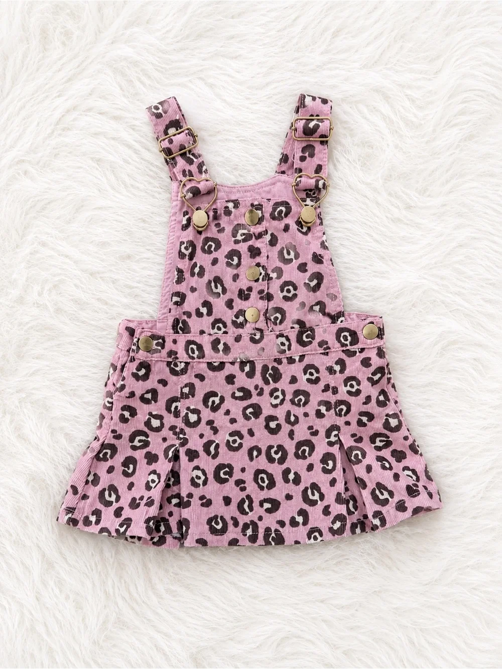 Baby Girl Pink Leopard Overall Skirt Jumper Dress 18M Adjustable Straps - Picture 4 of 6